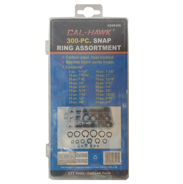 300pc Snap Ring Assortment Hardware Kit New w/ Case CZSR300 